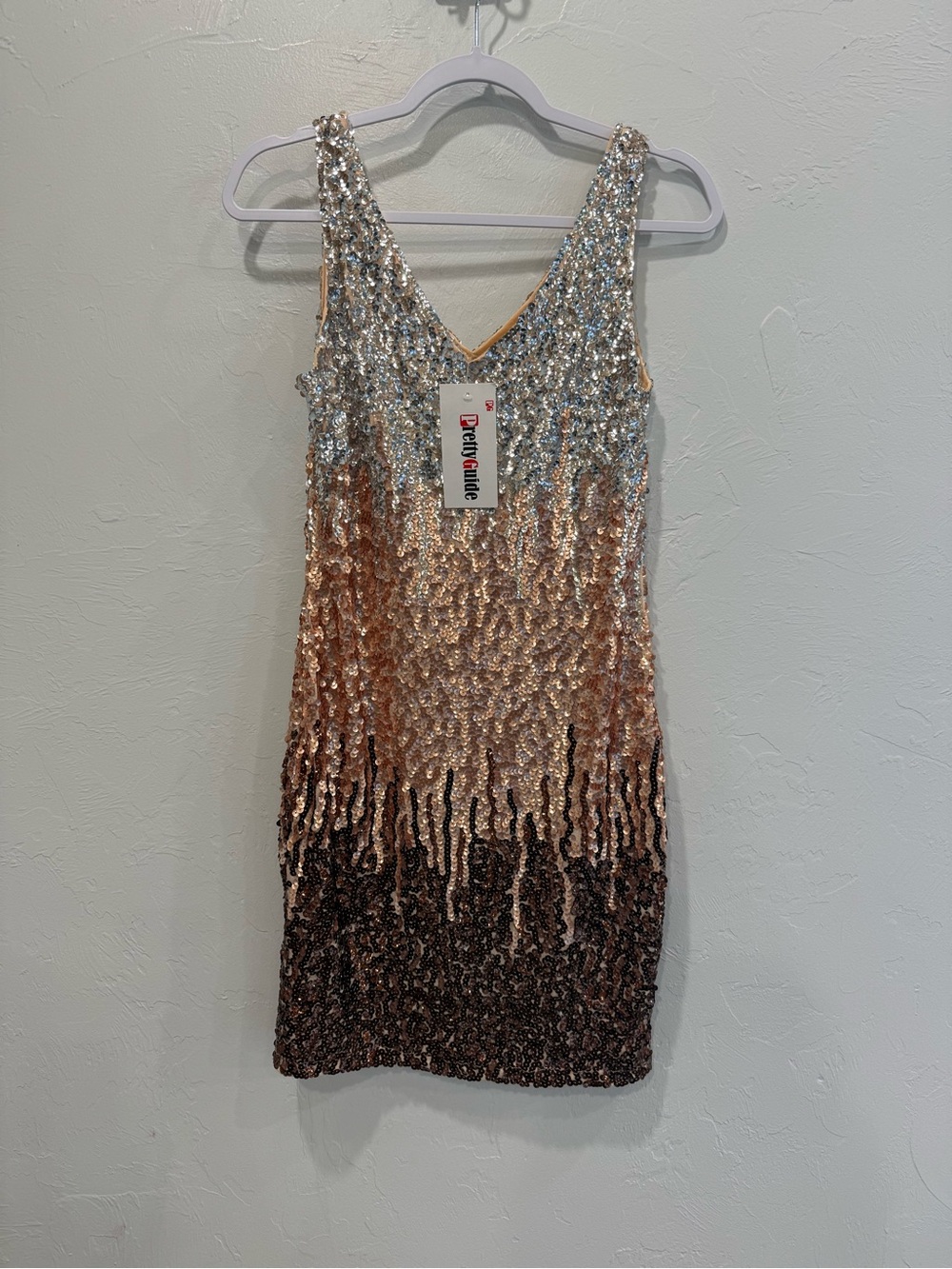 Sparkle Ombre Sequin Mini Dress - Silver to Bronze
